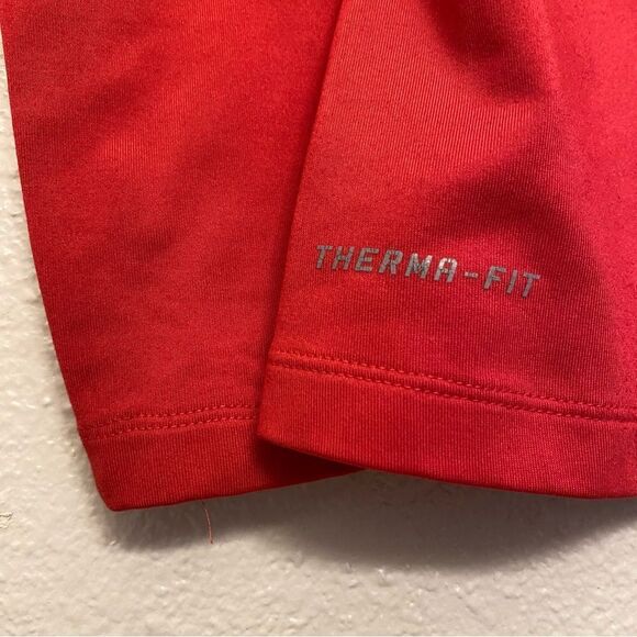 Nike Therma fleece lined Red Long Sleeve mock neck Shirt Running thumb holes M - Picture 11 of 11